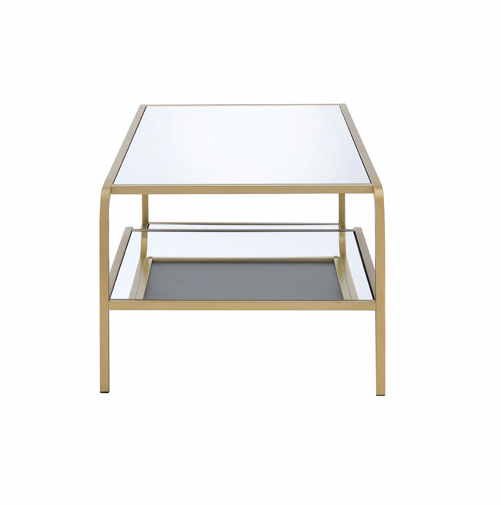 Gold And Clear Glass Metal Coffee Table By Homeroots - Image 3