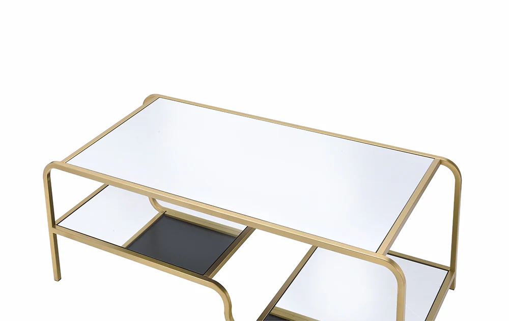 Gold And Clear Glass Metal Coffee Table By Homeroots - Image 4