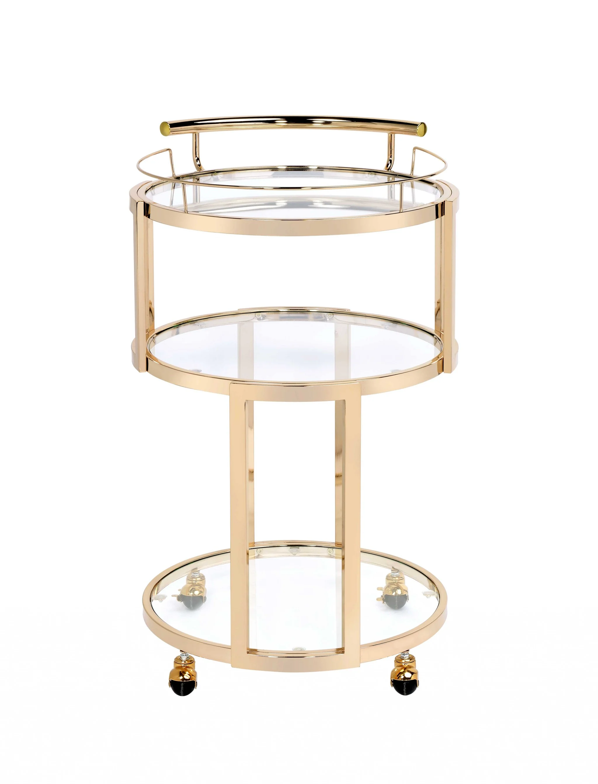 Gold And Clear Glass Serving Cart By Homeroots - 319137 - Image 2