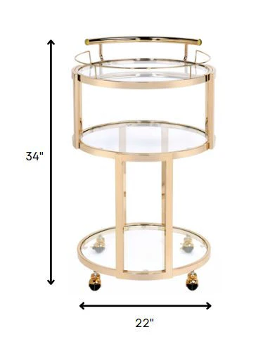 Gold And Clear Glass Serving Cart By Homeroots - 319137 - Image 4