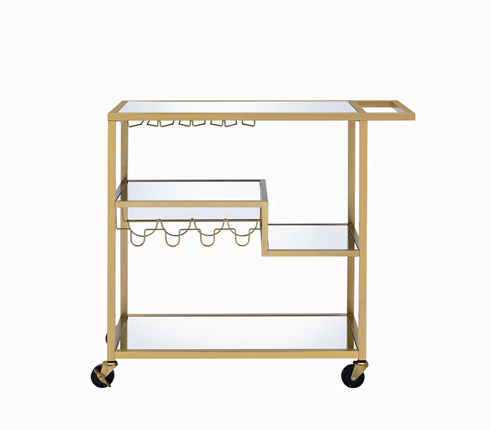 Gold And Clear Glass Serving Cart By Homeroots - 319143 - Image 2
