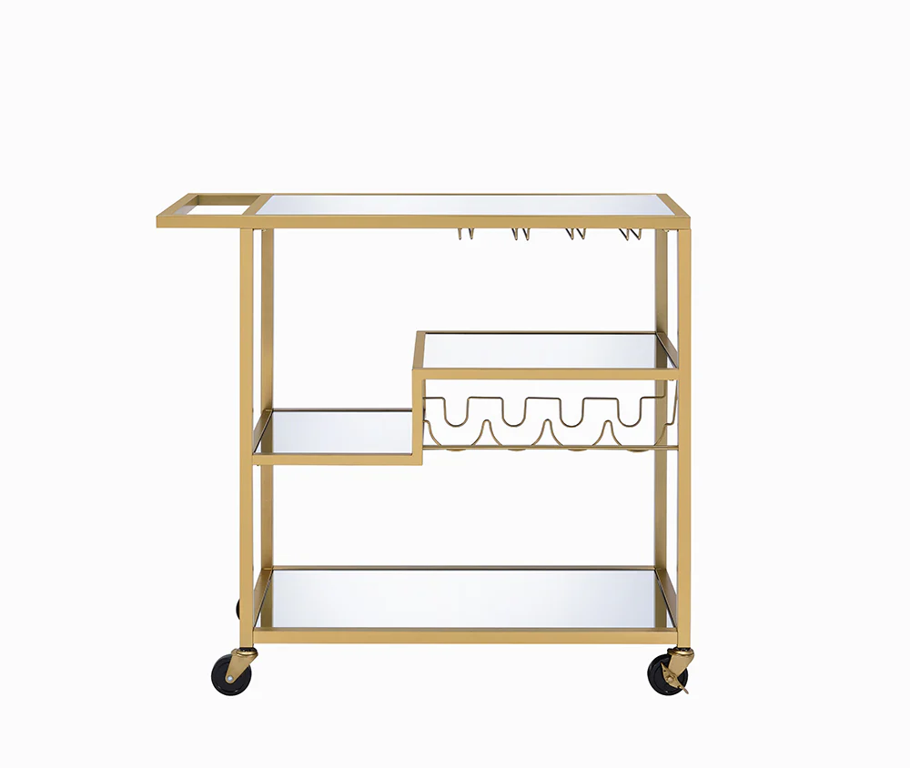 Gold And Clear Glass Serving Cart By Homeroots - 319143 - Image 3