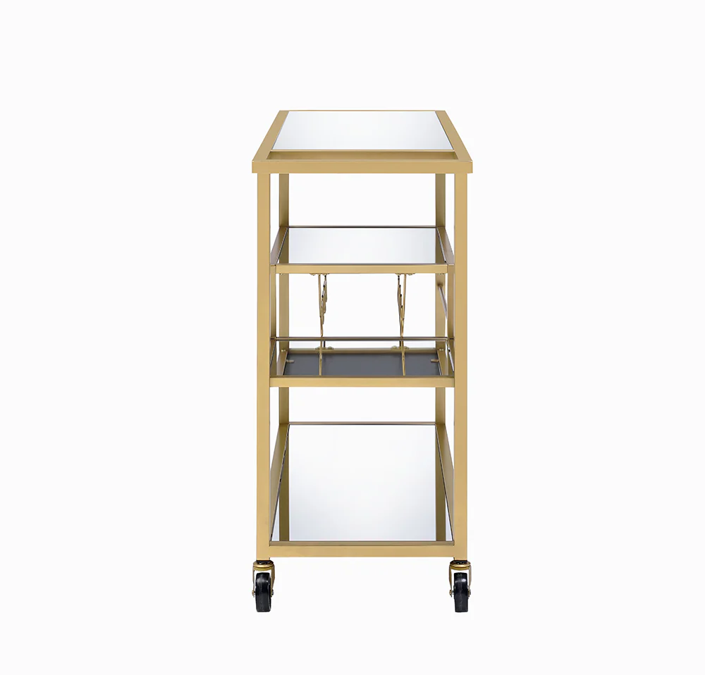 Gold And Clear Glass Serving Cart By Homeroots - 319143 - Image 4