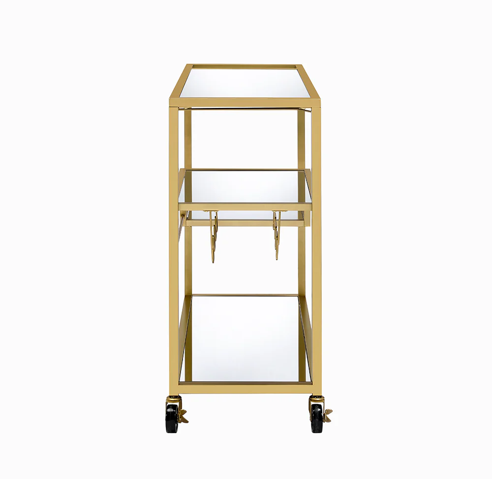 Gold And Clear Glass Serving Cart By Homeroots - 319143 - Image 5