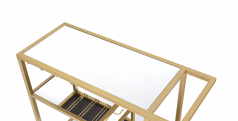 Gold And Clear Glass Serving Cart By Homeroots - 319143 - Image 6