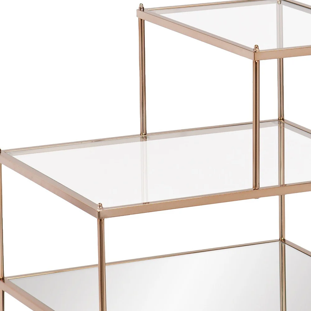 Gold And Clear Glass Tiered Rectangular End Table By Homeroots - Image 3