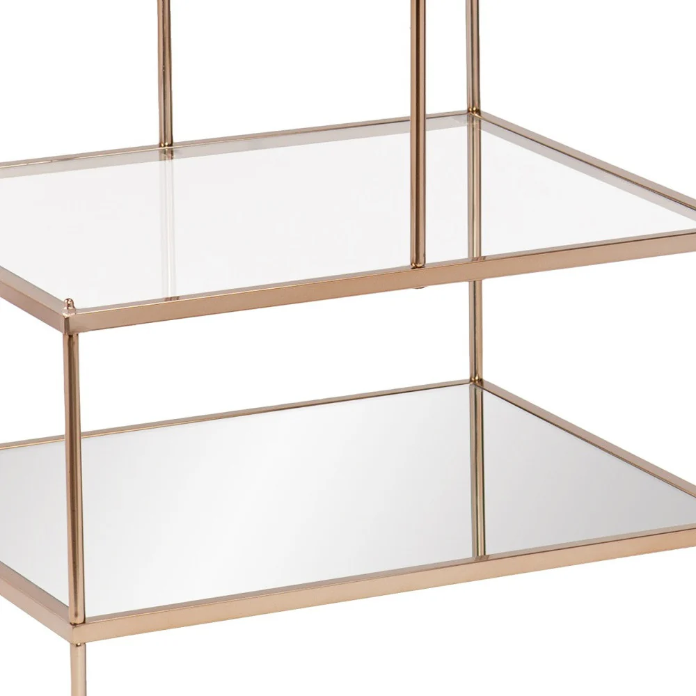 Gold And Clear Glass Tiered Rectangular End Table By Homeroots - Image 5