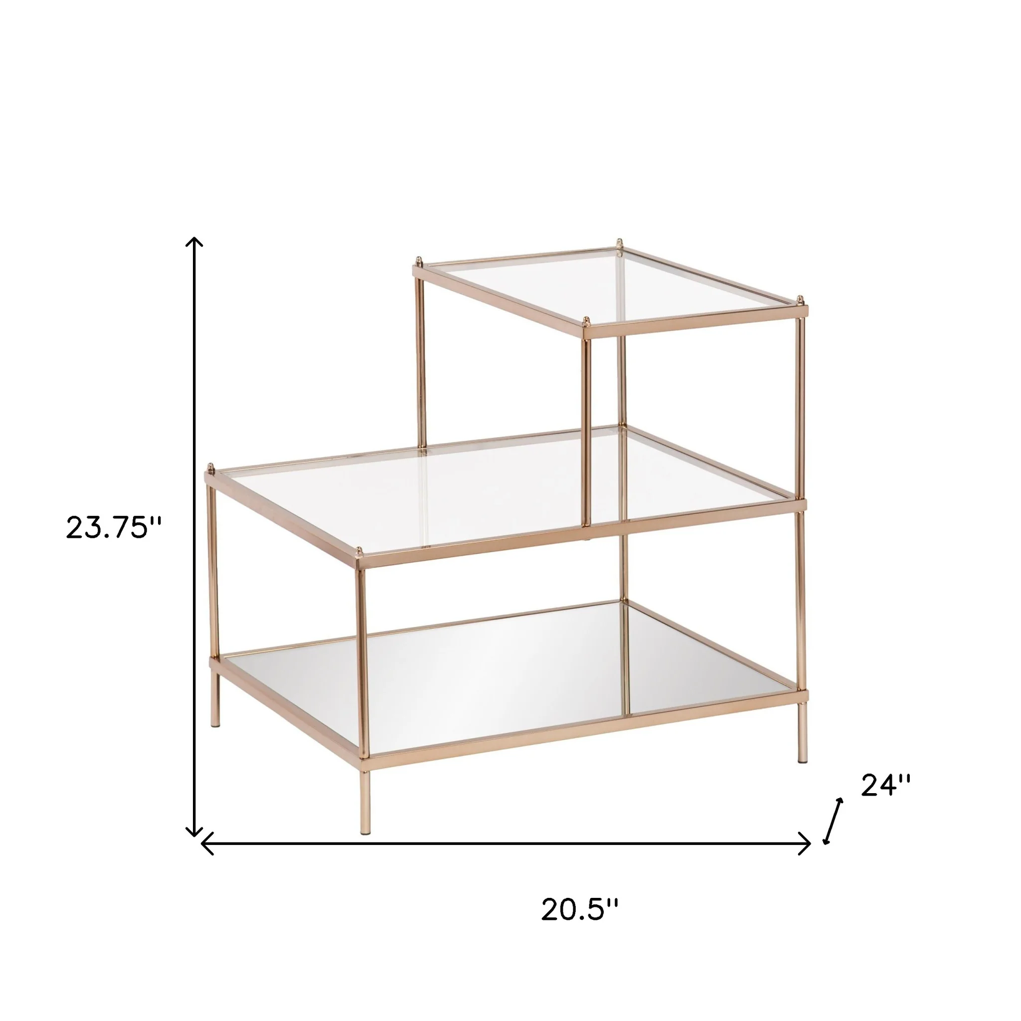 Gold And Clear Glass Tiered Rectangular End Table By Homeroots - Image 6