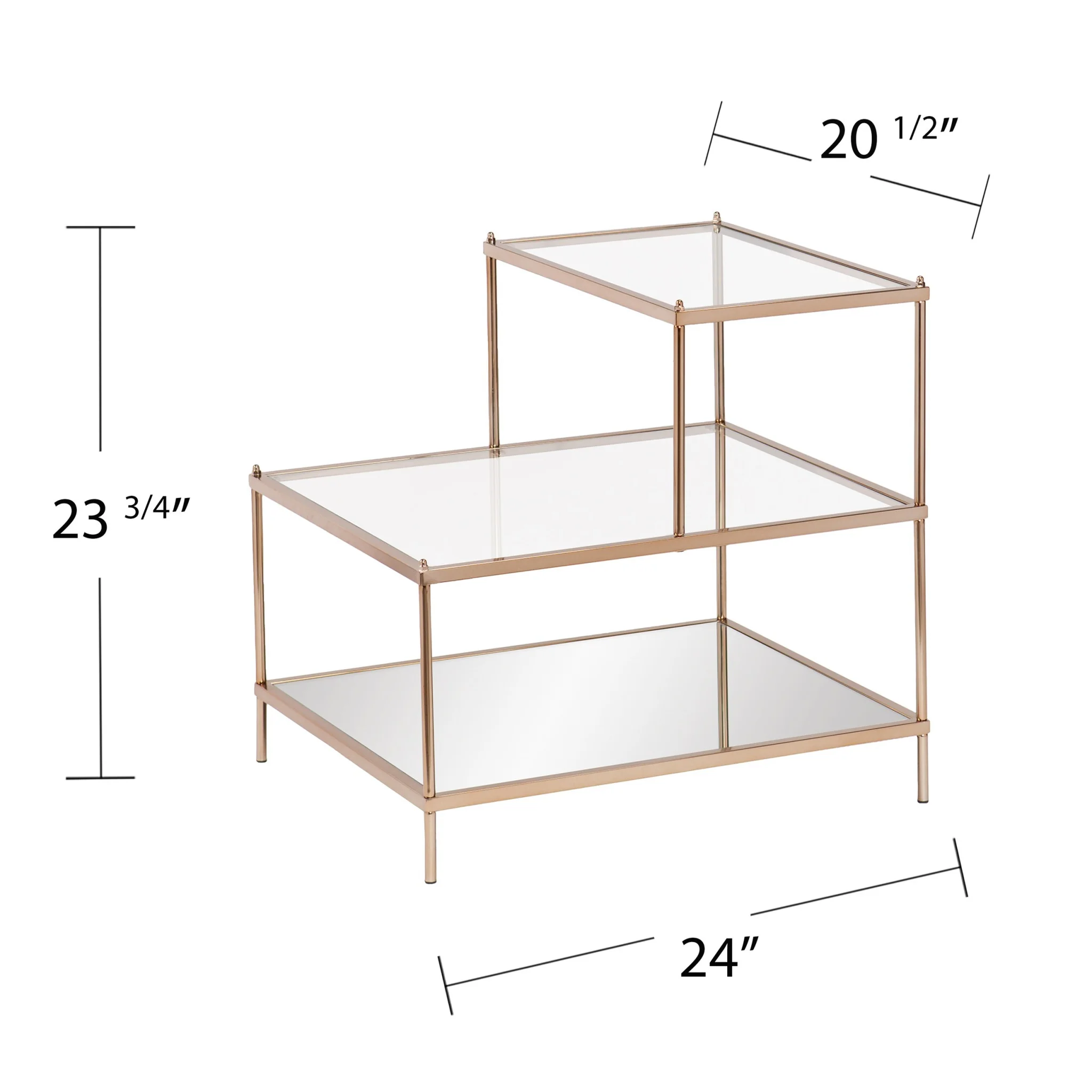 Gold And Clear Glass Tiered Rectangular End Table By Homeroots - Image 7