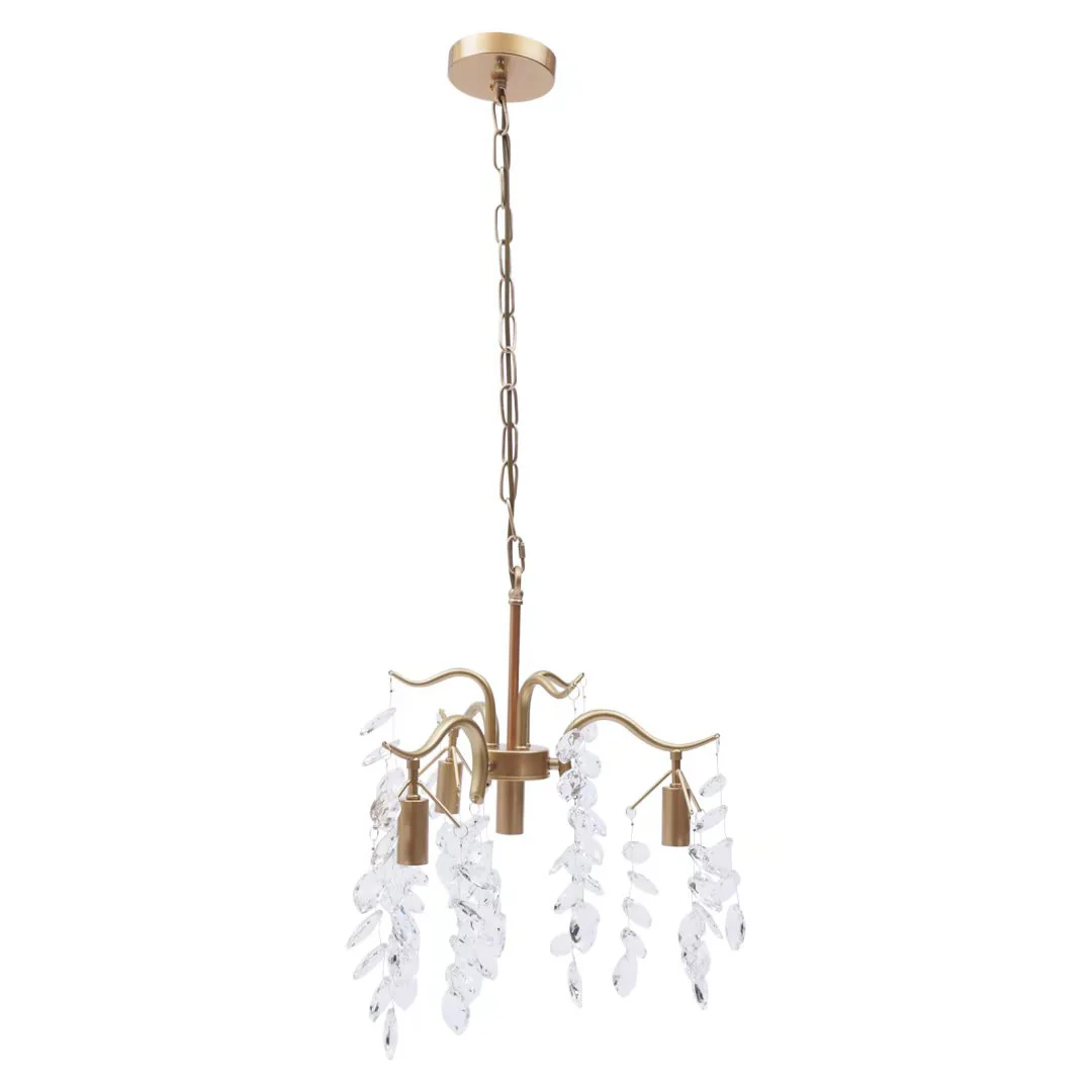 Gold and Dangling Faux Crystal Branches Chandelier By Homeroots - Image 5