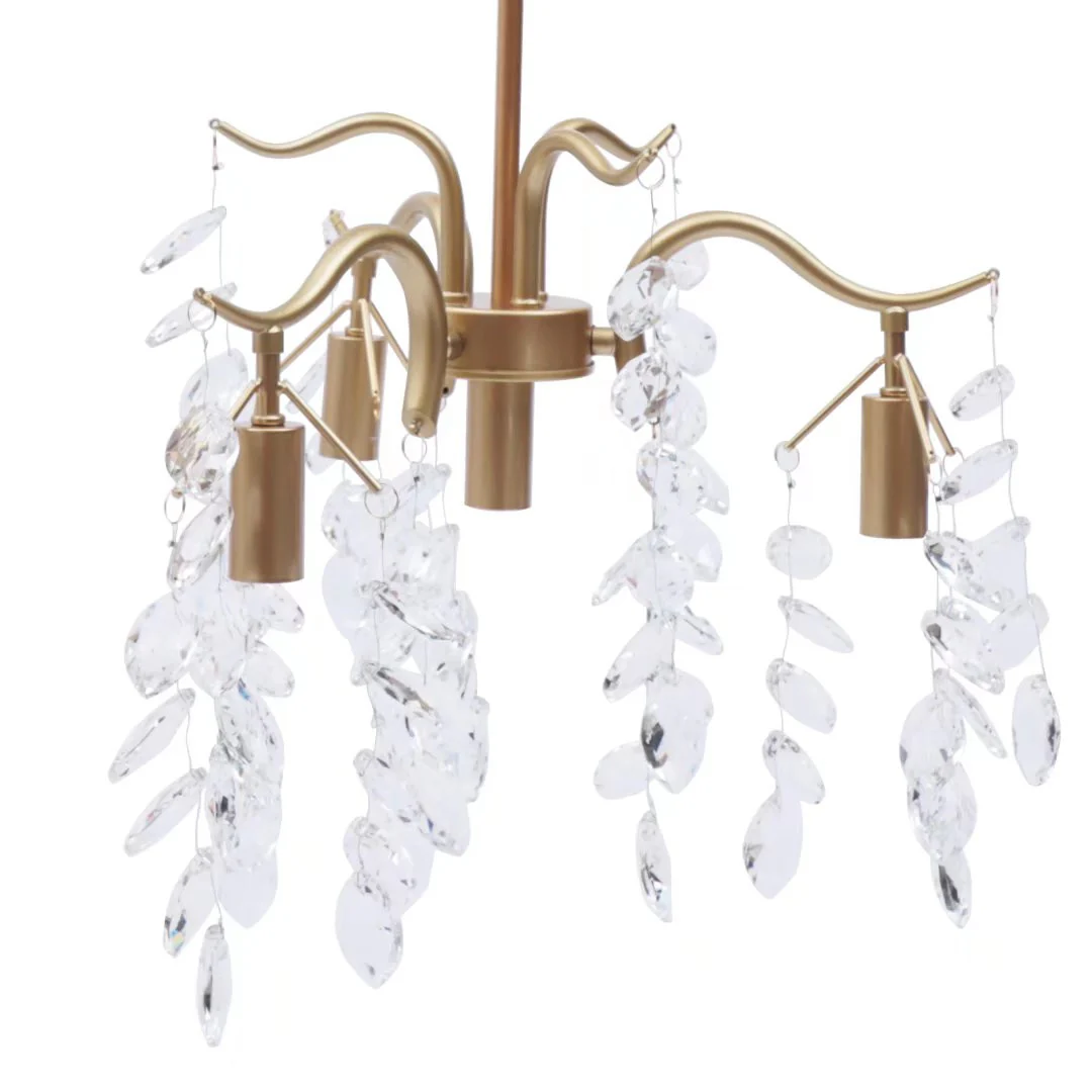 Gold and Dangling Faux Crystal Branches Chandelier By Homeroots - Image 6