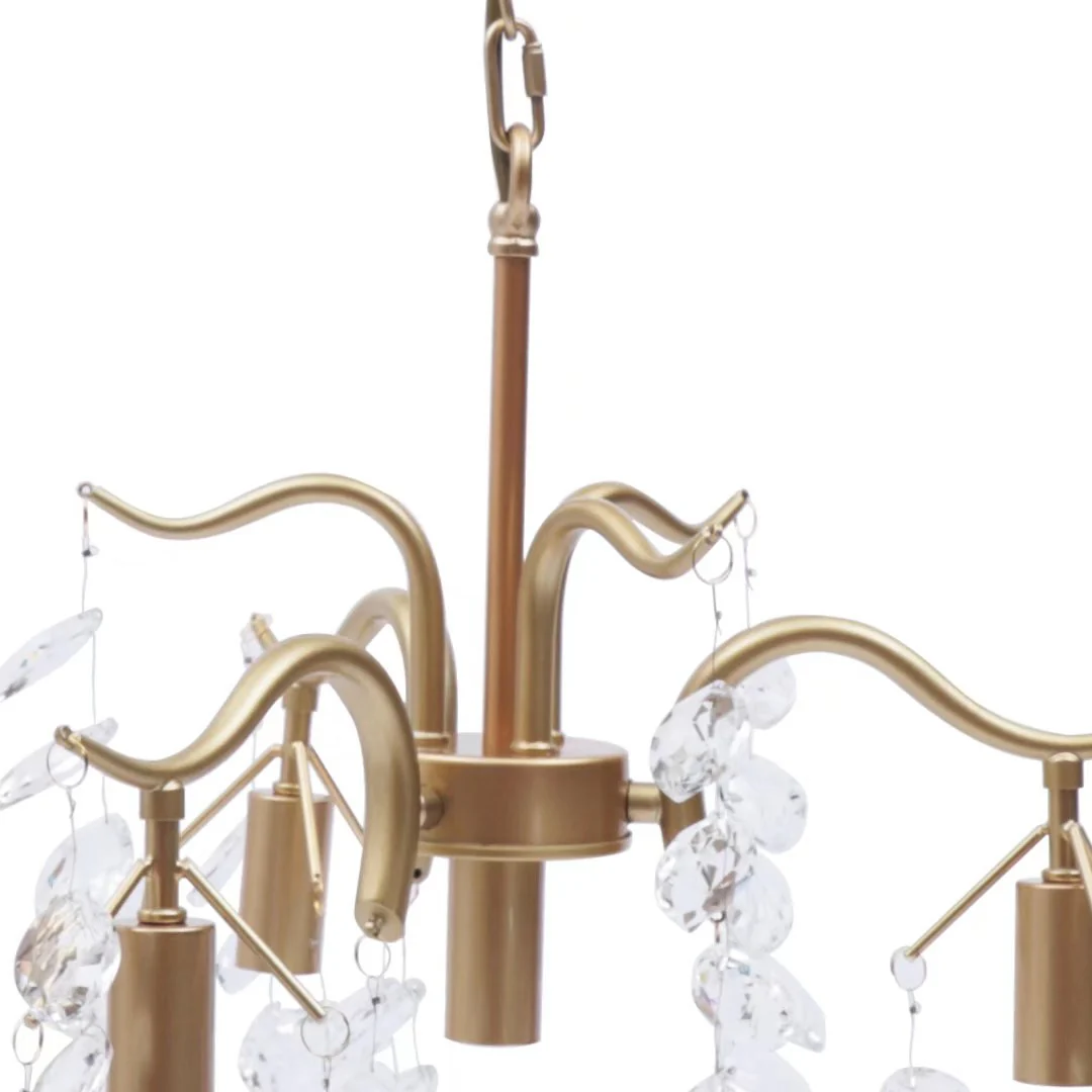 Gold and Dangling Faux Crystal Branches Chandelier By Homeroots - Image 7