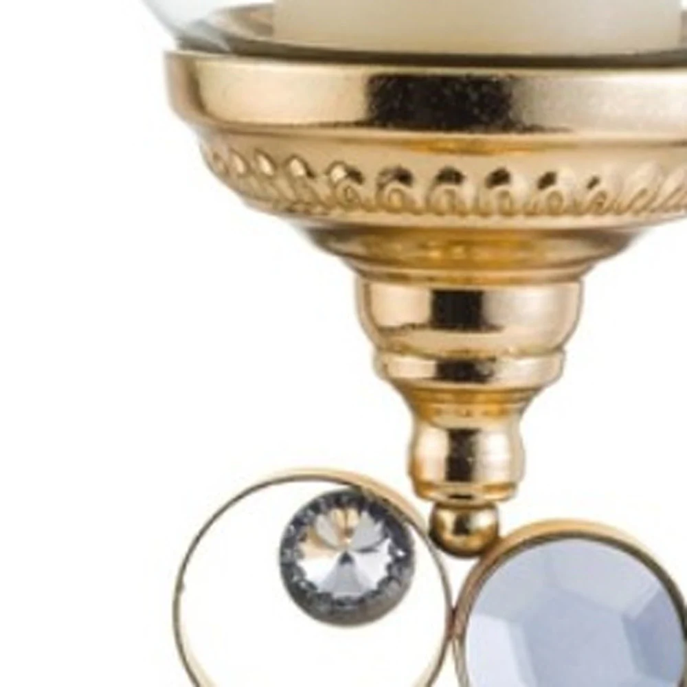 Gold and Faux Crystal Bling Tabletop Hurricane Candle Holder By Homeroots - Image 5