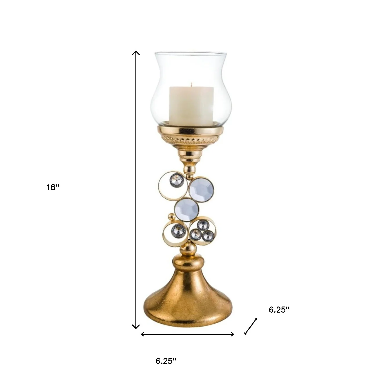 Gold and Faux Crystal Bling Tabletop Hurricane Candle Holder By Homeroots - Image 6