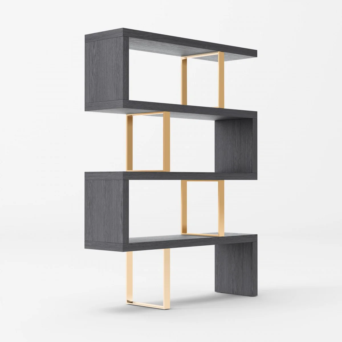 Gold And Gray Four Tier Bookcase By Homeroots - Image 2