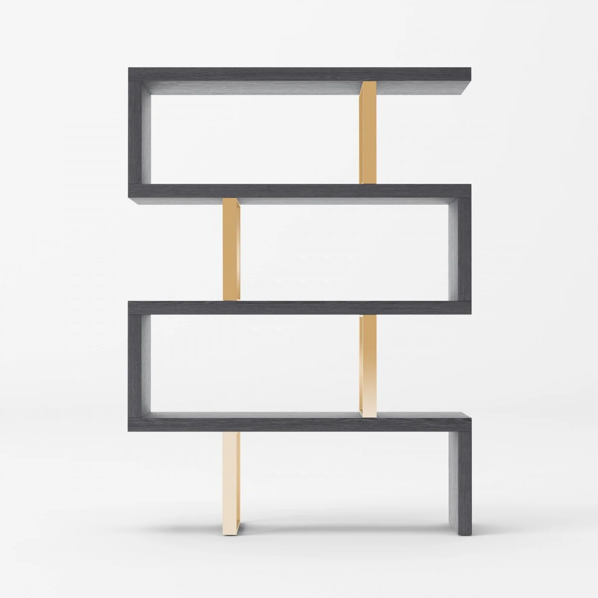 Gold And Gray Four Tier Bookcase By Homeroots - Image 3