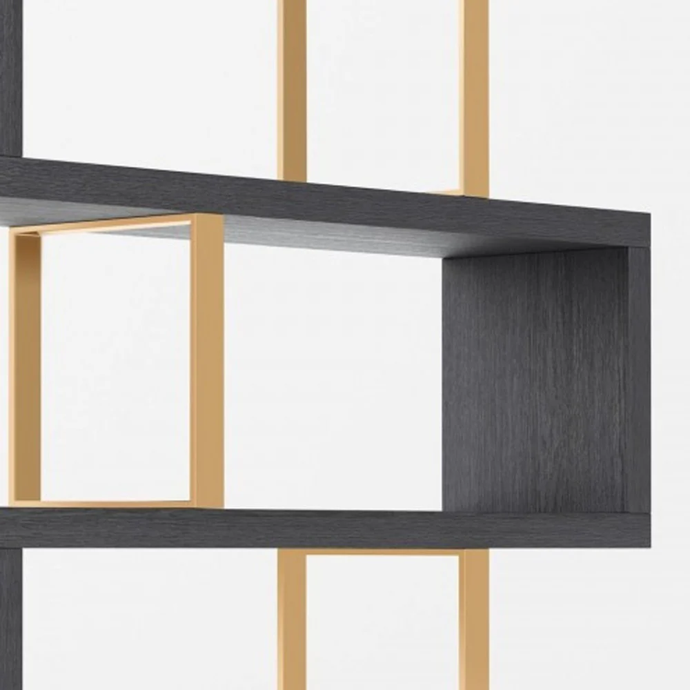 Gold And Gray Four Tier Bookcase By Homeroots - Image 4