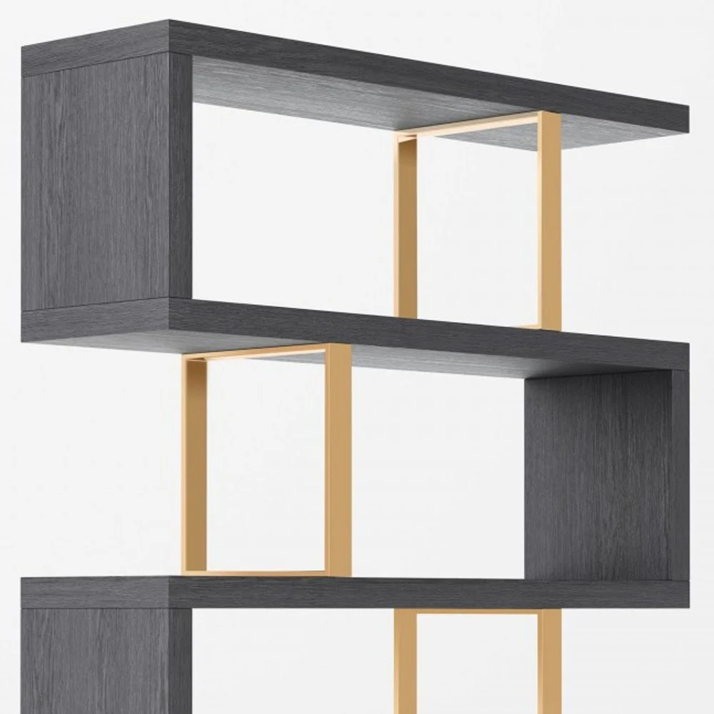 Gold And Gray Four Tier Bookcase By Homeroots - Image 5
