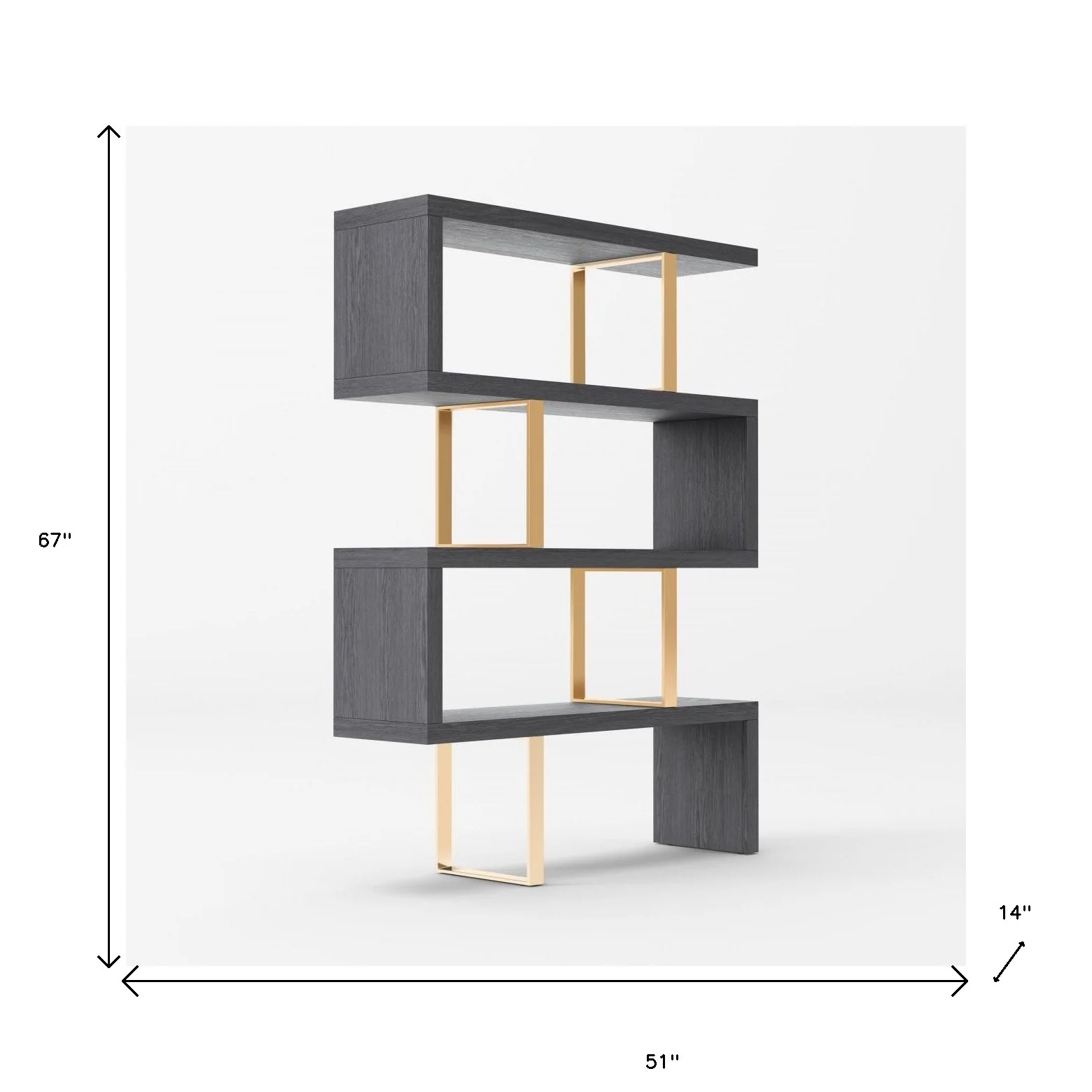 Gold And Gray Four Tier Bookcase By Homeroots - Image 7