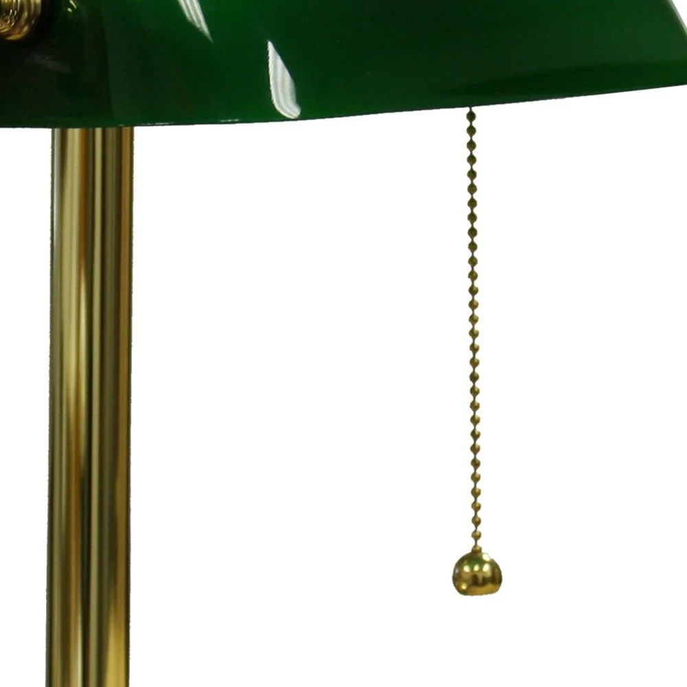Gold and Green Hooded Table Lamp By Homeroots - Image 4