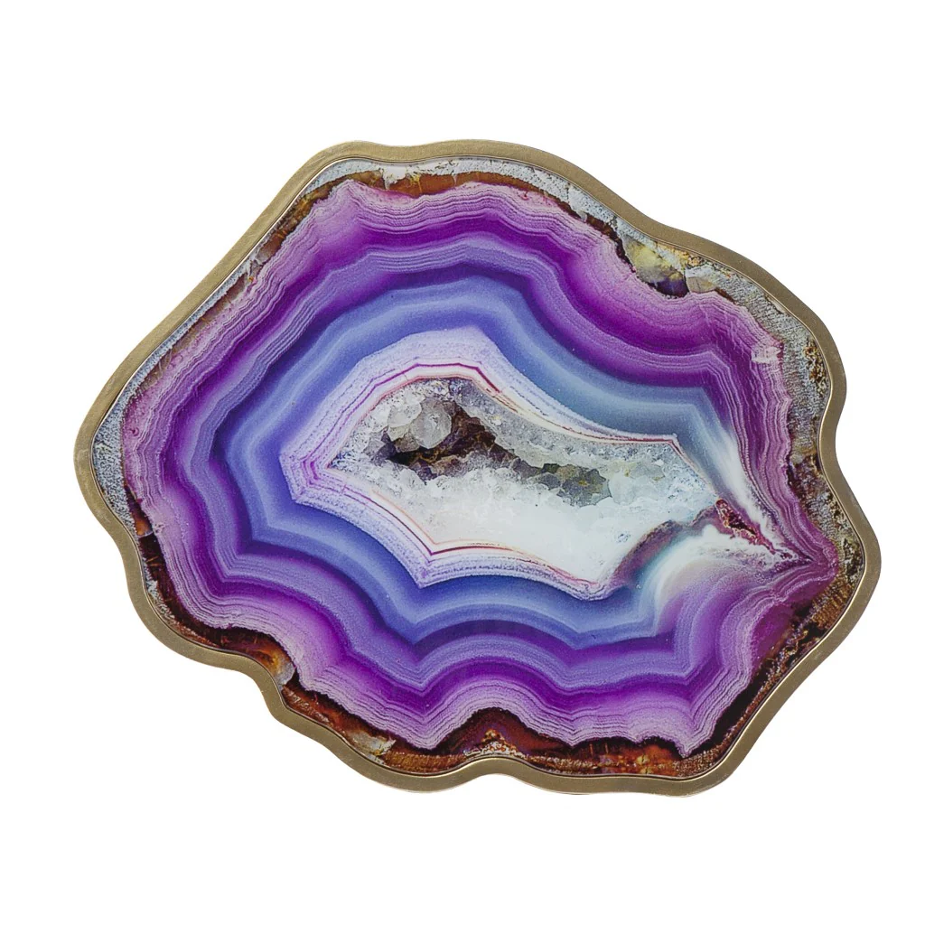 Gold And Shades Of Violet Faux Agate End Table By Homeroots - Image 4