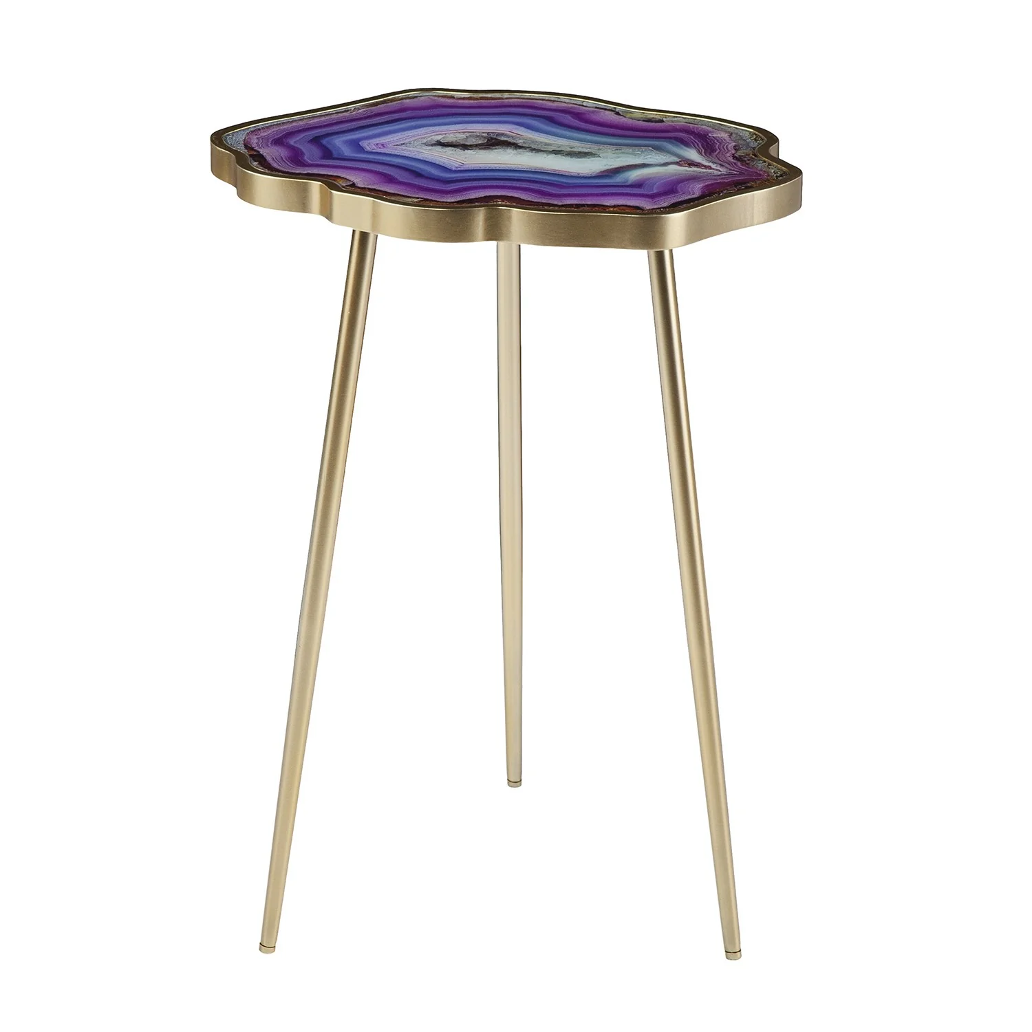 Gold And Shades Of Violet Faux Agate End Table By Homeroots - Image 6