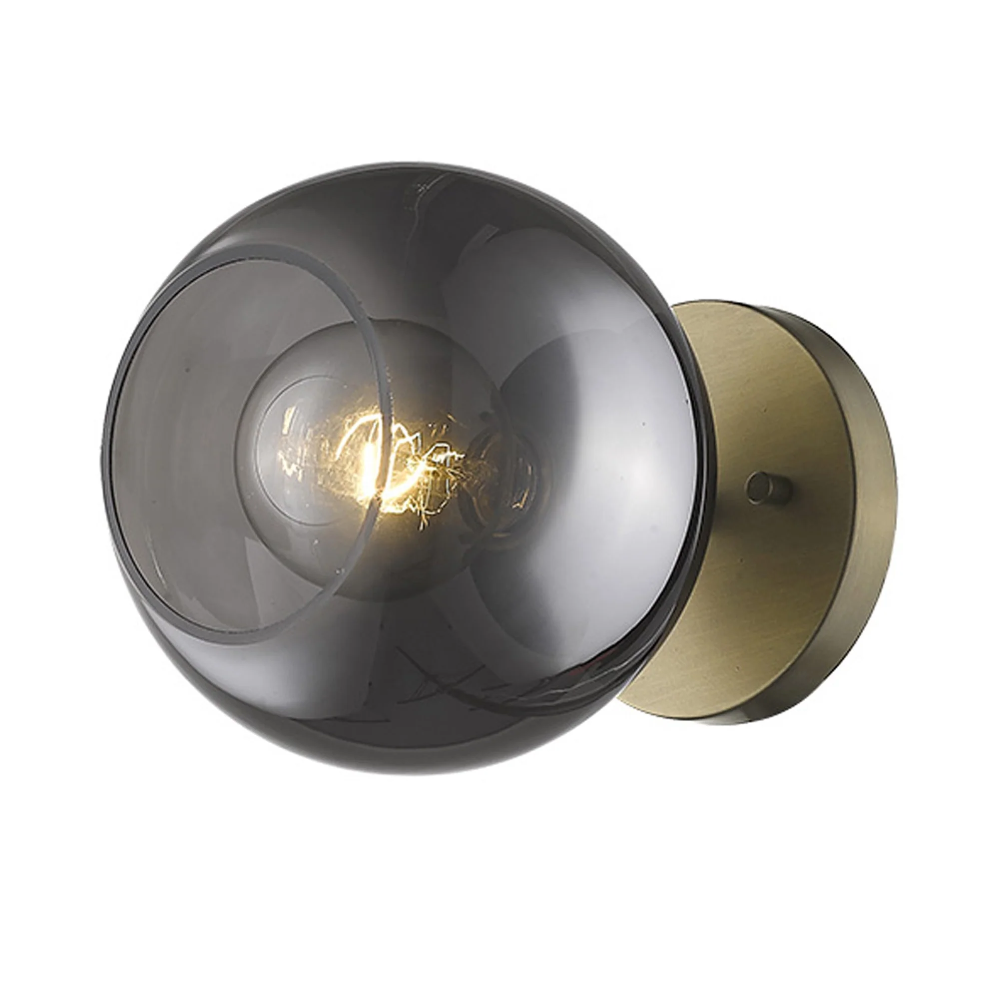 Gold and Smoked Glass Wall Light By Homeroots - Image 2