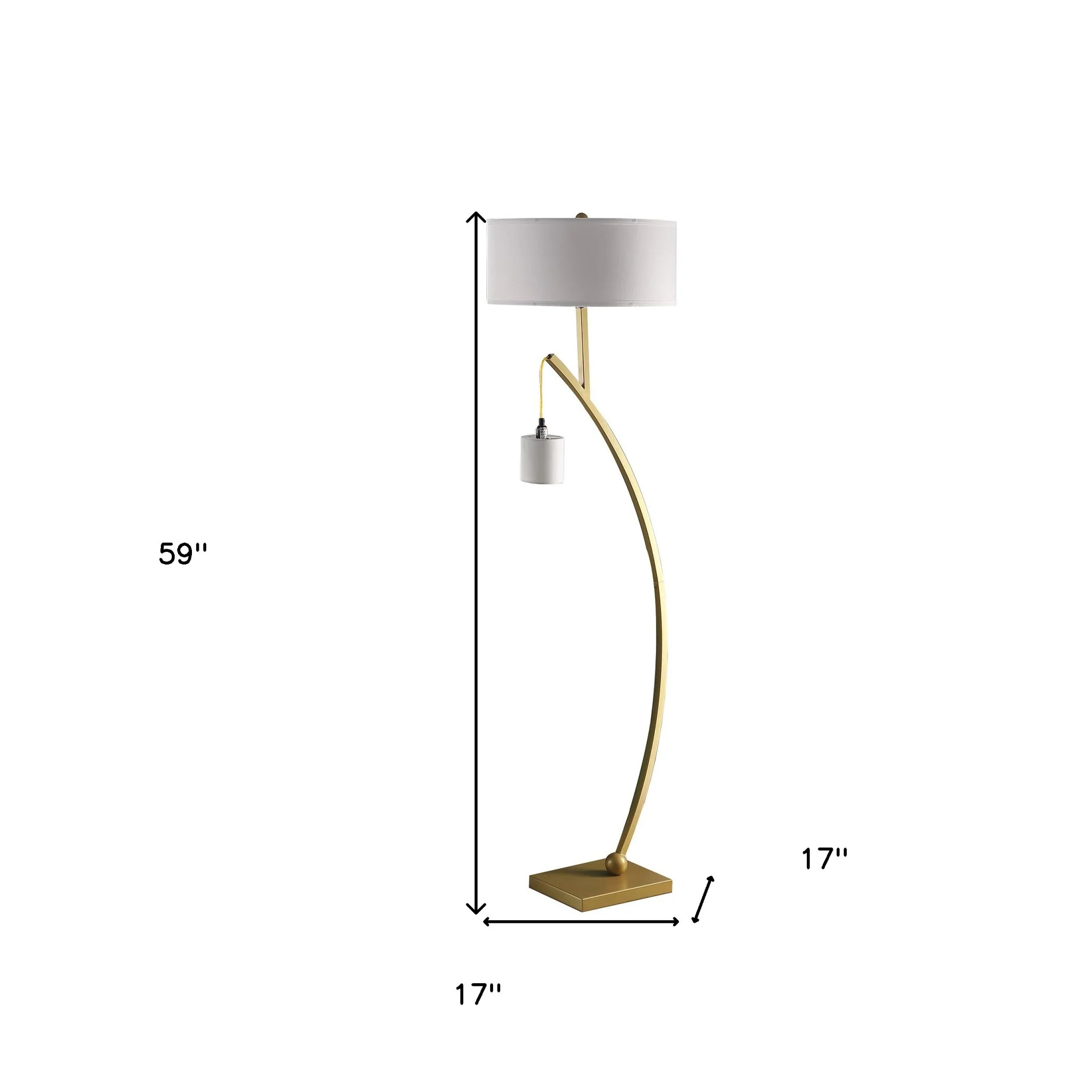 Gold And White Arc Floor Lamp With White Fabric Drum Shade By Homeroots - Image 7