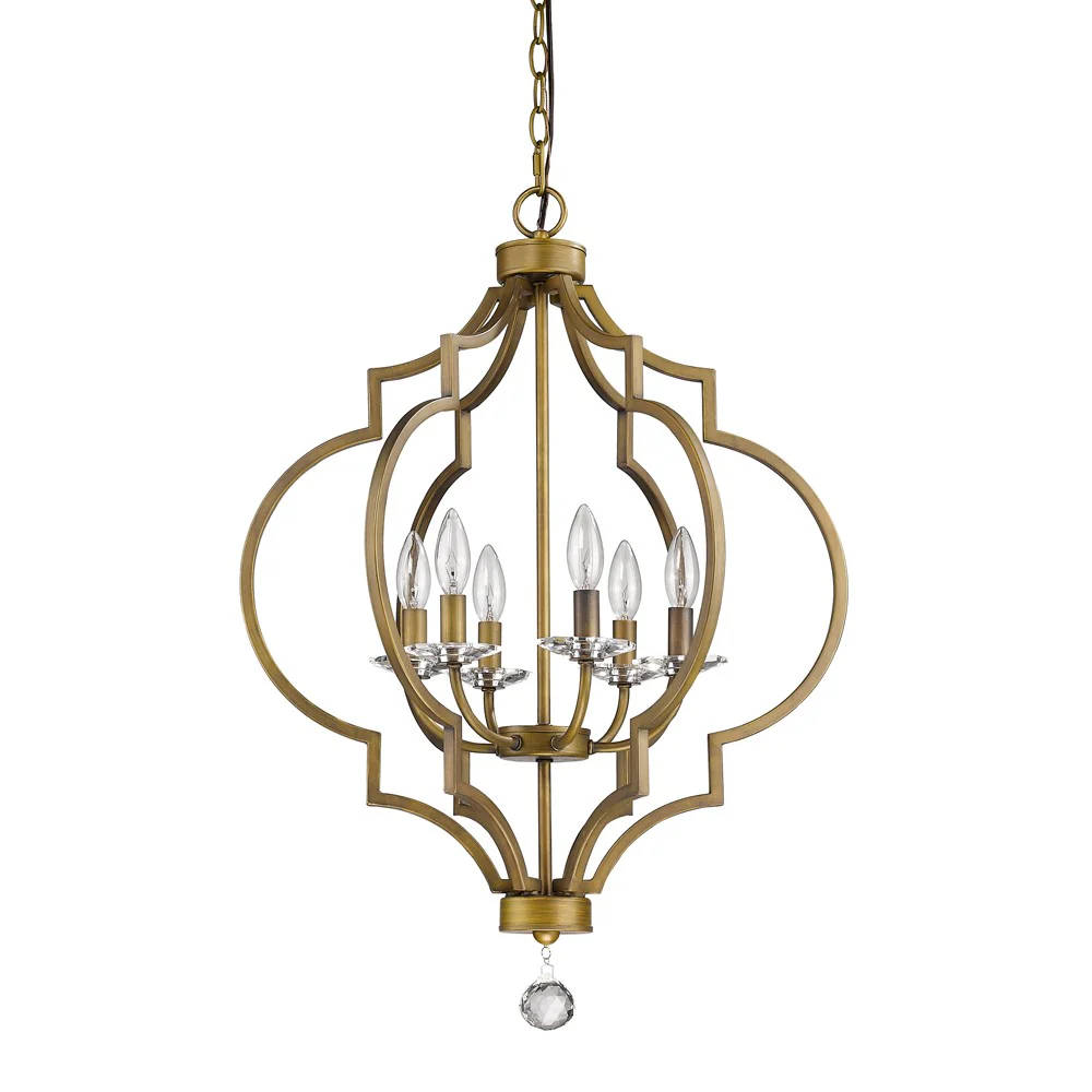 Gold and White Candle Style Six Light Metal Dimmable Chandelier By Homeroots - Image 2