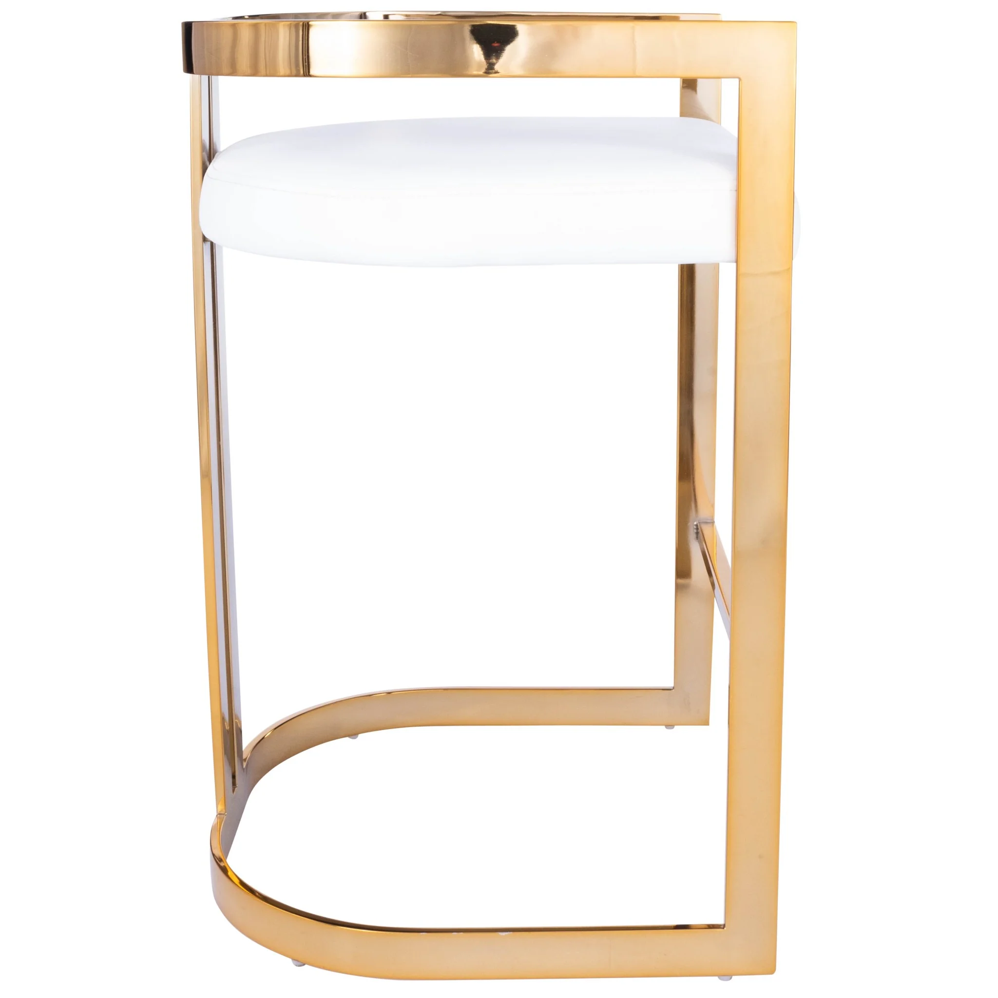 Gold And White Faux Leather Counter Stool By Homeroots - Image 2