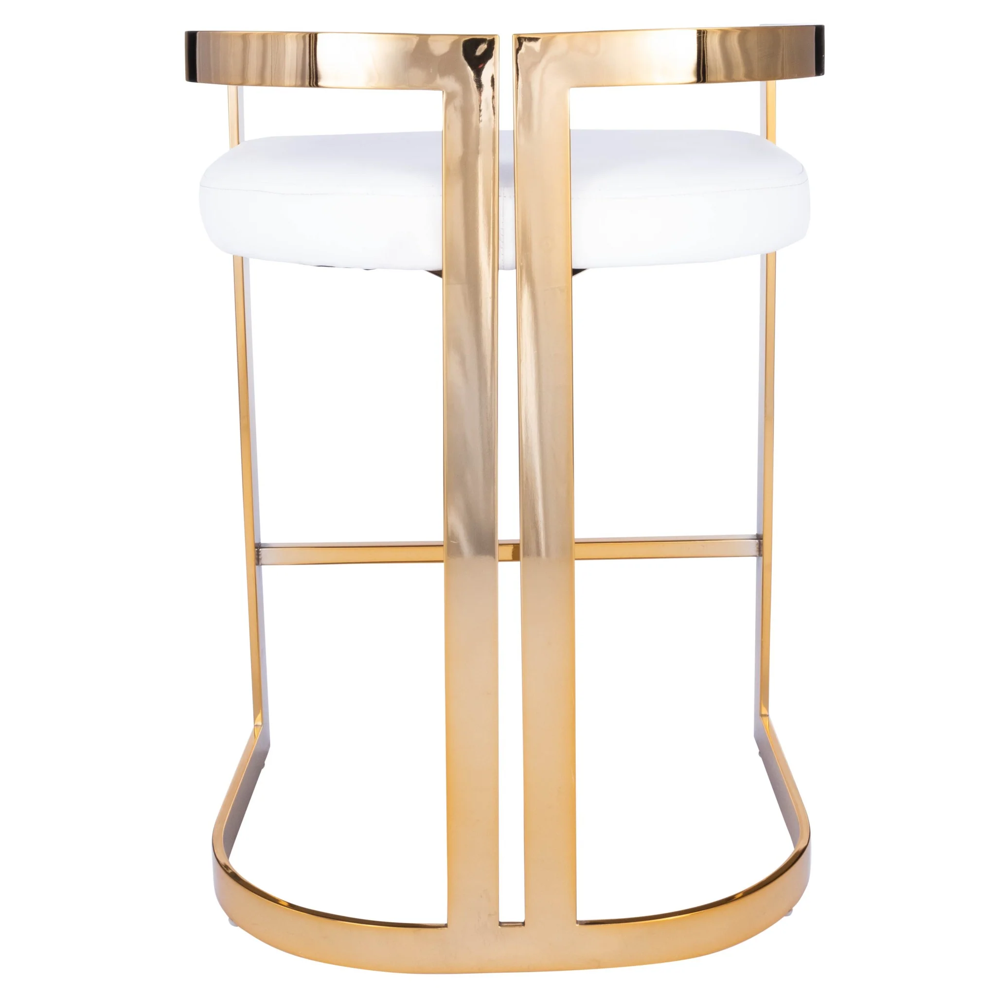 Gold And White Faux Leather Counter Stool By Homeroots - Image 3