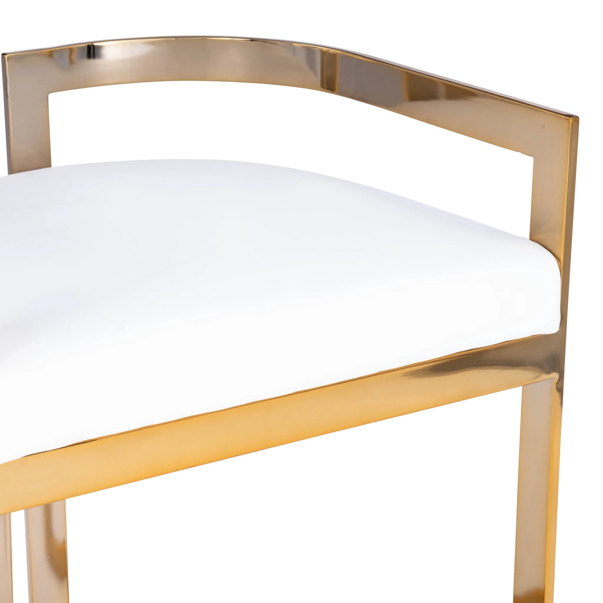 Gold And White Faux Leather Counter Stool By Homeroots - Image 4