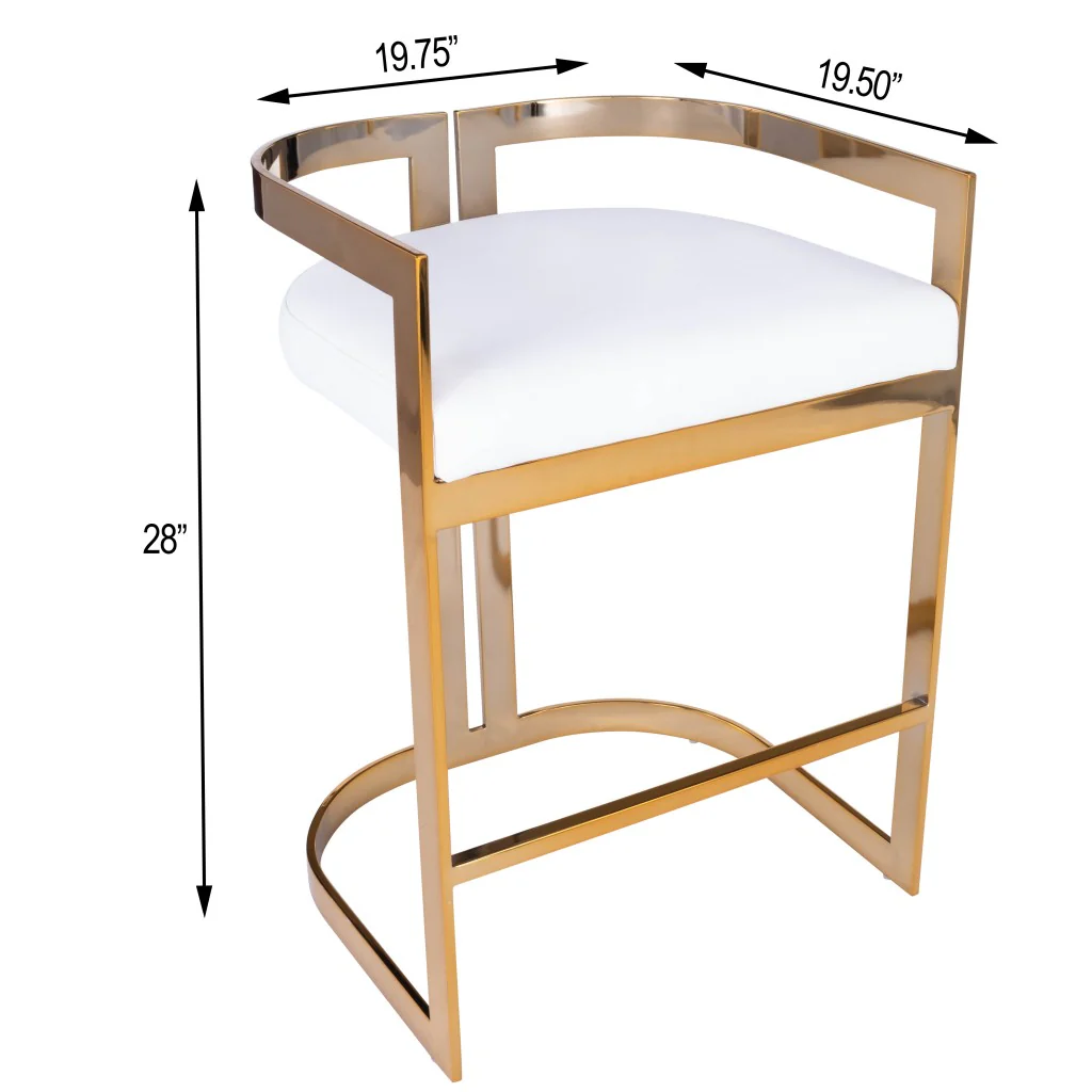 Gold And White Faux Leather Counter Stool By Homeroots - Image 6