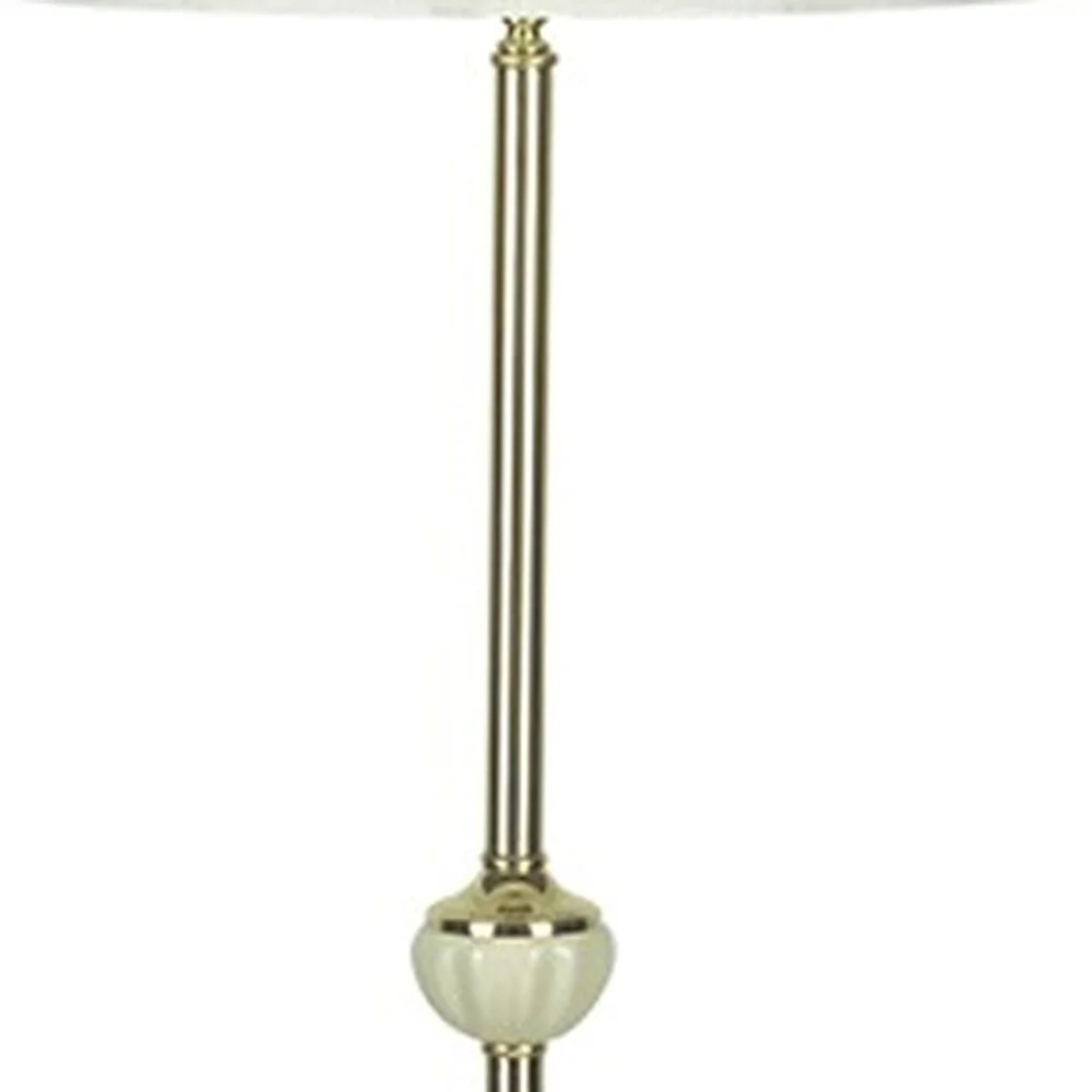 Gold and White Floor Lamp with Ceramic Accent By Homeroots - Image 3