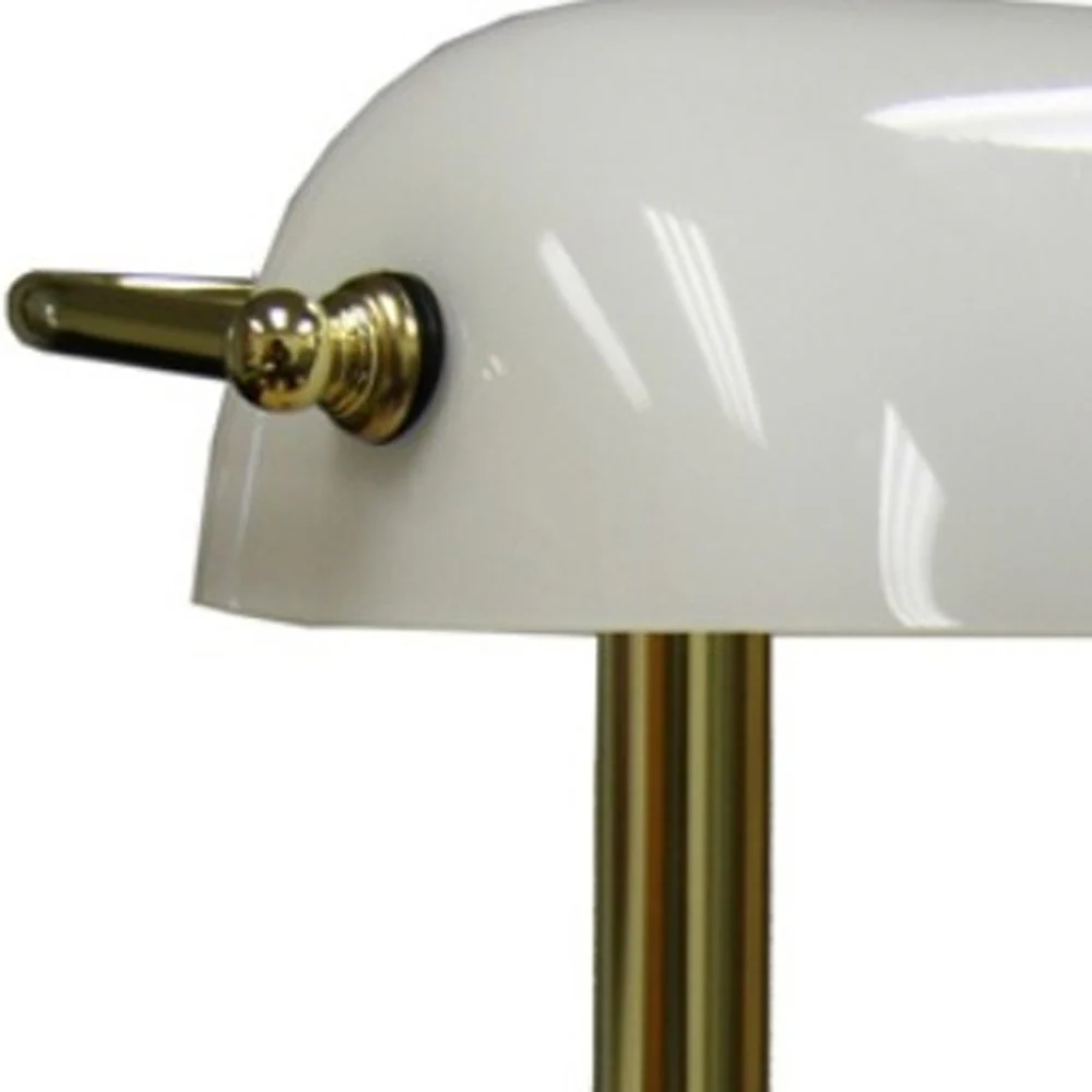 Gold and White Hooded Table Lamp By Homeroots - Image 4