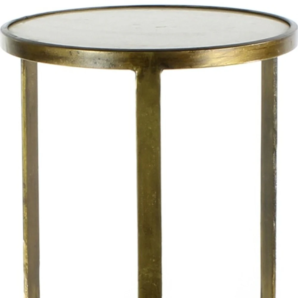 Gold and White Marble Side Table By Homeroots - Image 3