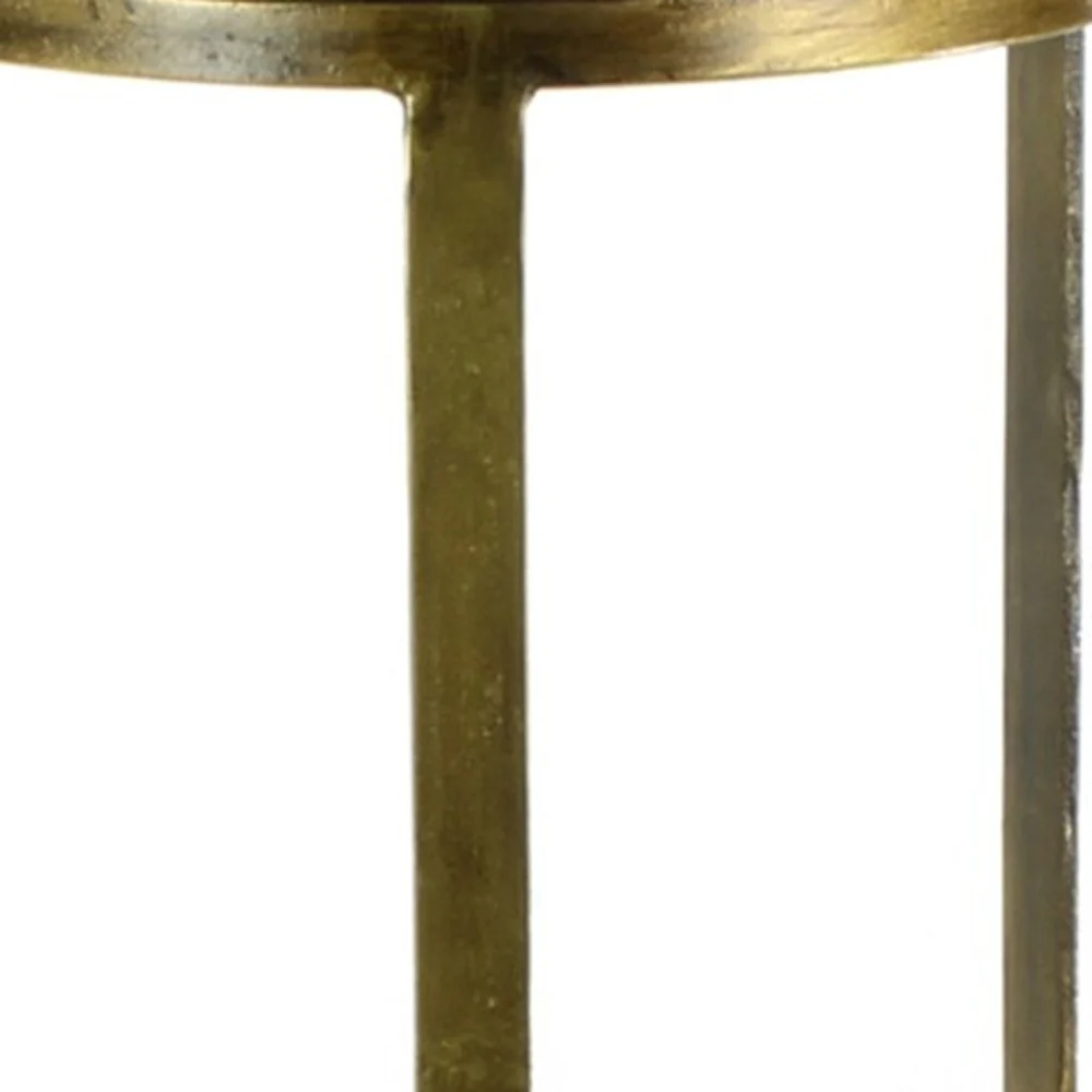 Gold and White Marble Side Table By Homeroots - Image 4