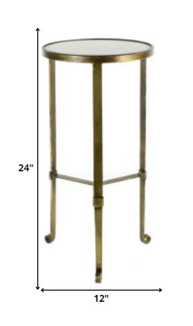 Gold and White Marble Side Table By Homeroots - Image 5