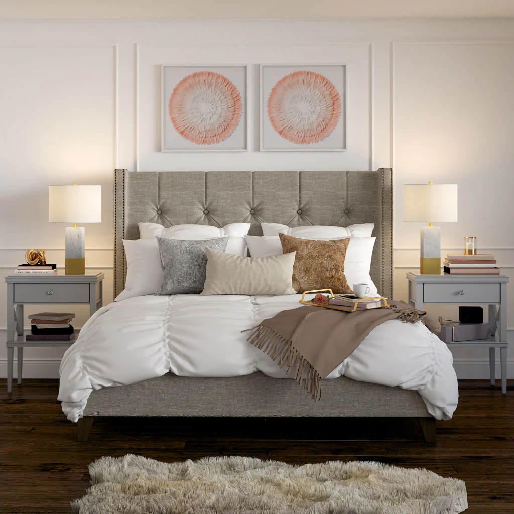 Gold and White Marble Table Lamp With White Drum Shade By Homeroots - Image 3