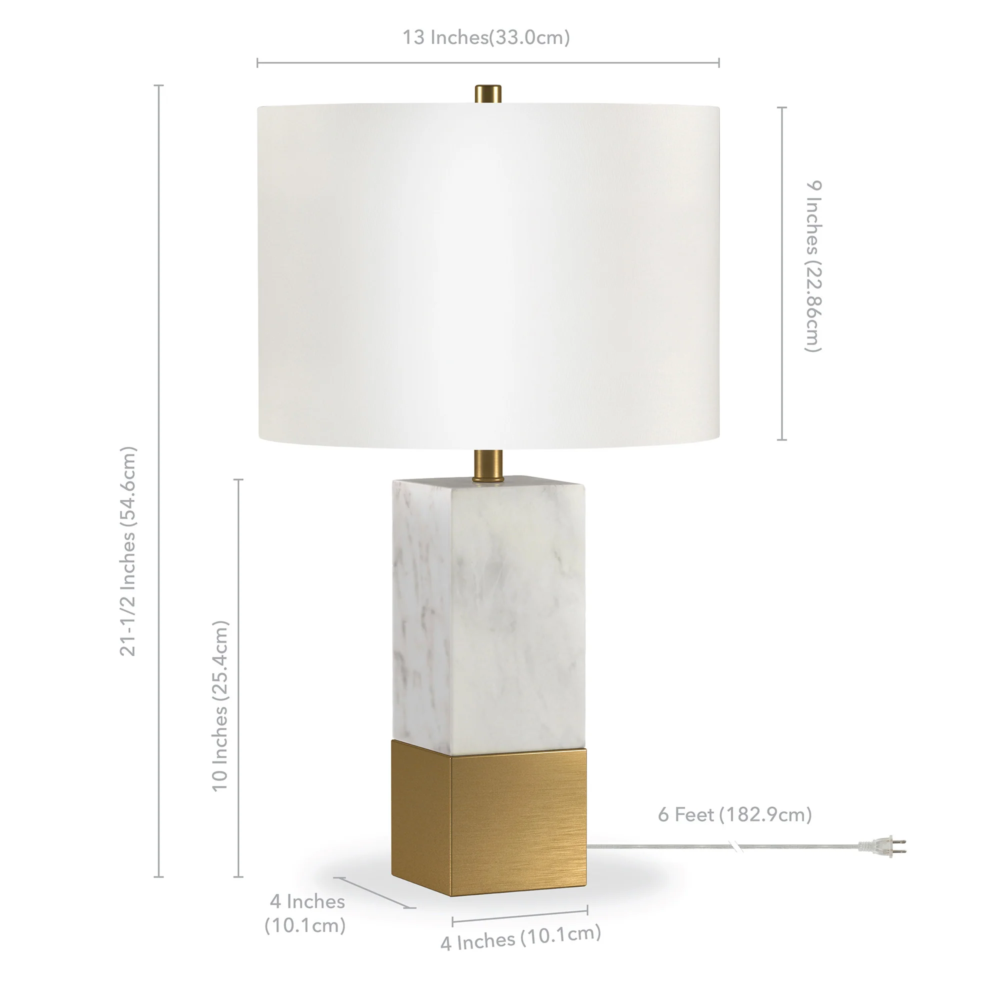 Gold and White Marble Table Lamp With White Drum Shade By Homeroots - Image 4