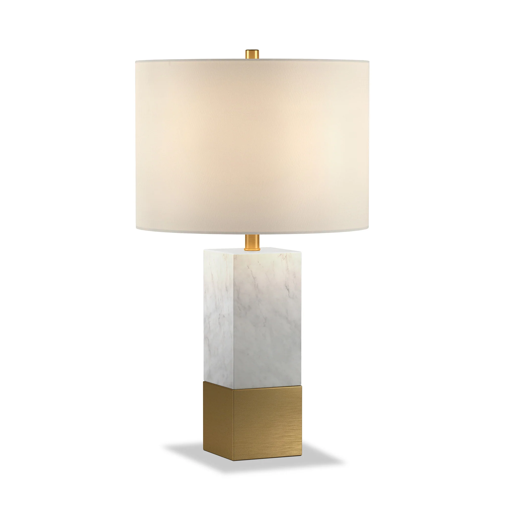 Gold and White Marble Table Lamp With White Drum Shade By Homeroots - Image 7