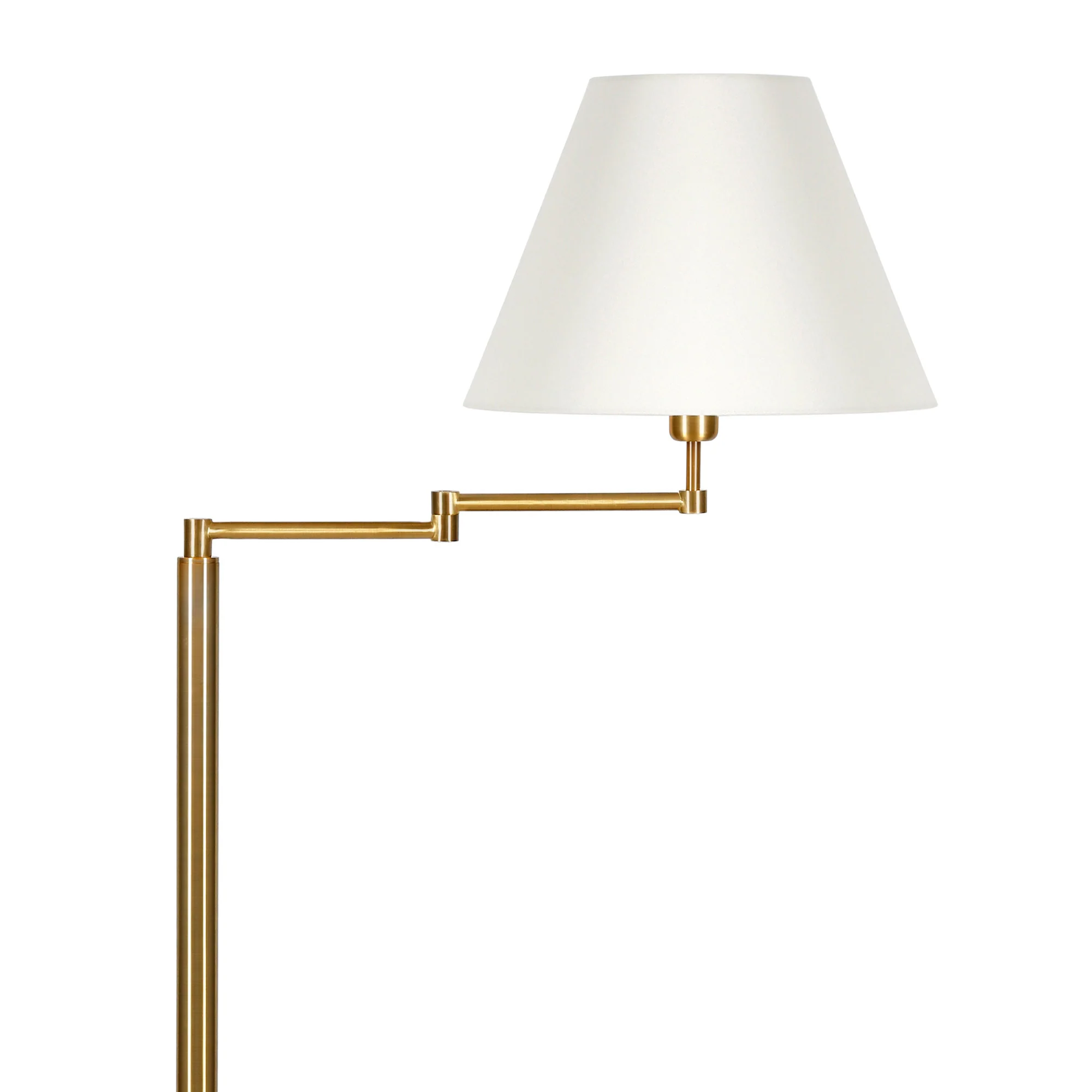 Gold And White Swing Arm Floor Lamp With White Fabric Empire Shade By Homeroots - Image 6