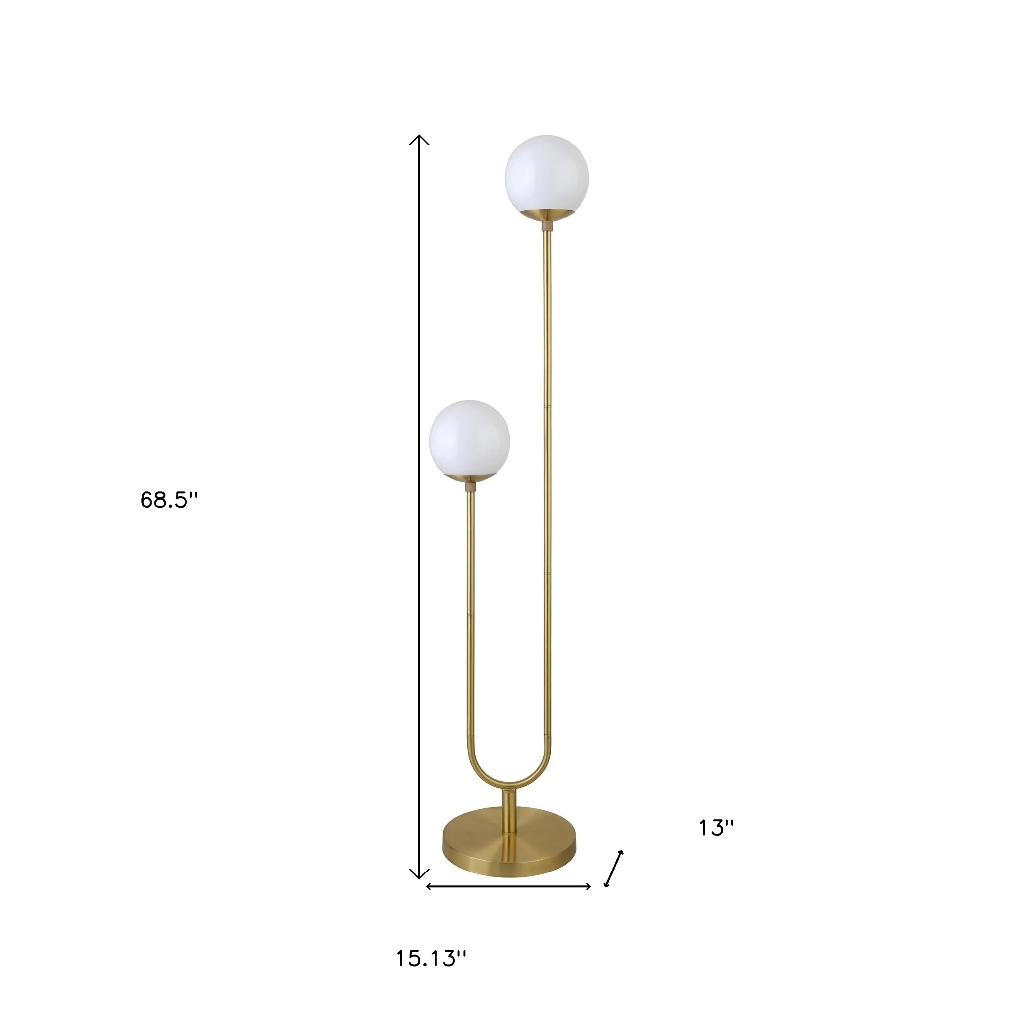 Gold And White Two Light Novelty Floor Lamp With White Glass Globe Shade By Homeroots - Image 6