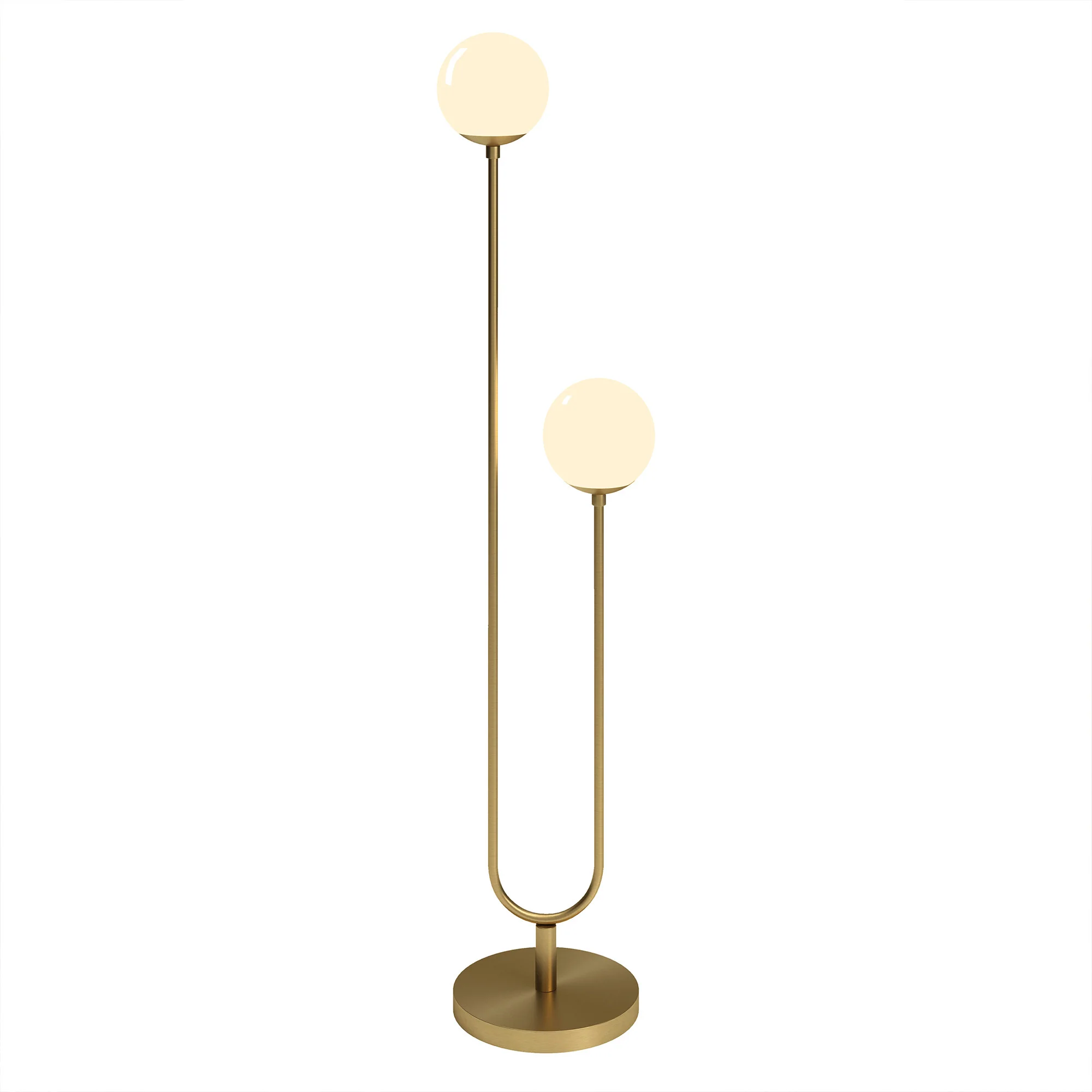 Gold And White Two Light Novelty Floor Lamp With White Glass Globe Shade By Homeroots - Image 8