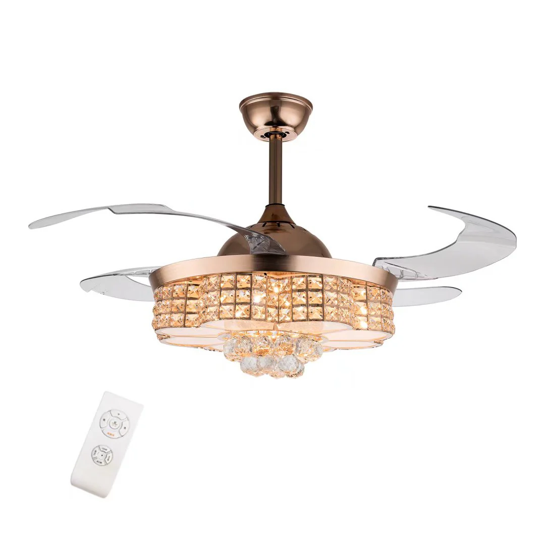 Gold Art Deco Glam Chandelier And Retractable Fan By Homeroots - Image 6