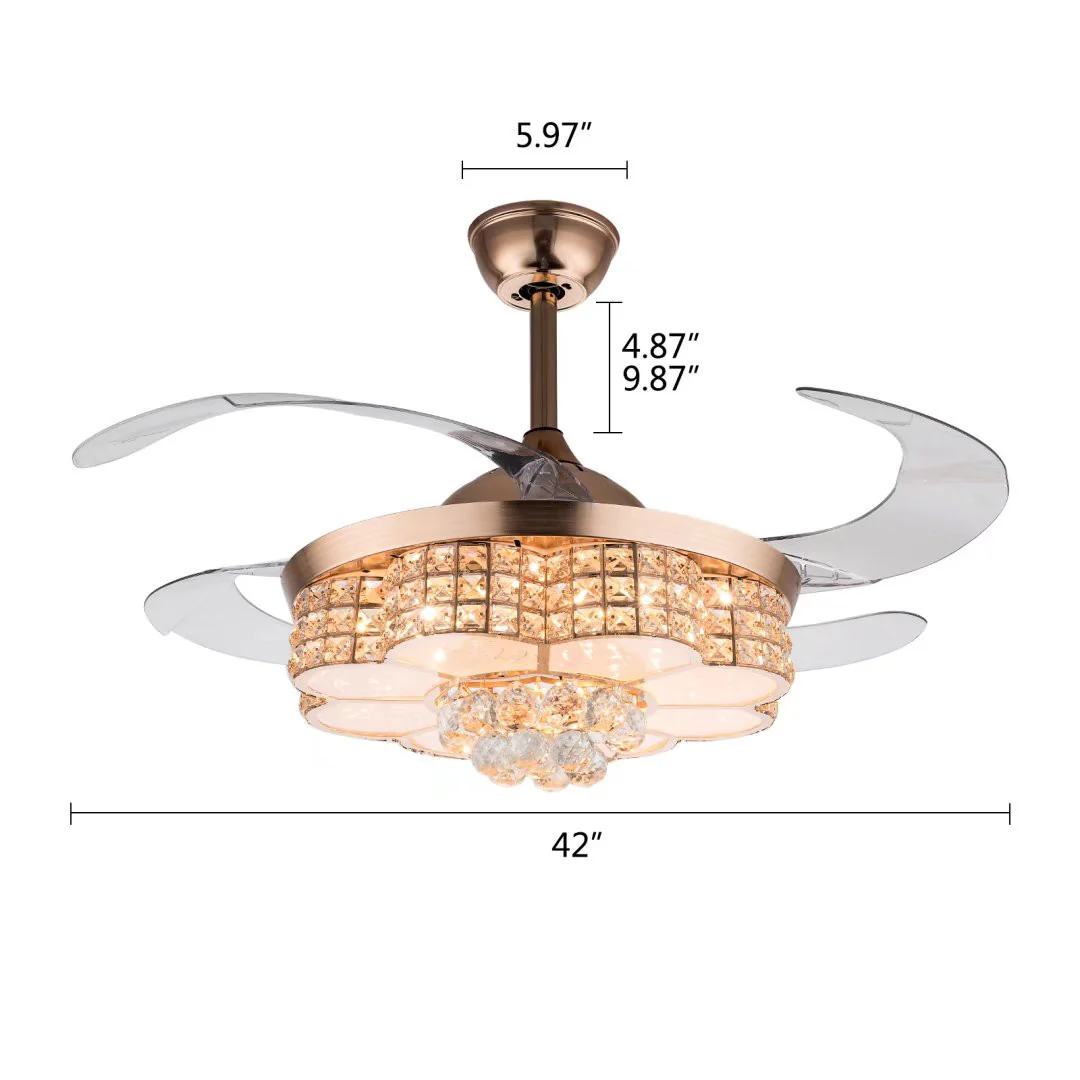 Gold Art Deco Glam Chandelier And Retractable Fan By Homeroots - Image 7
