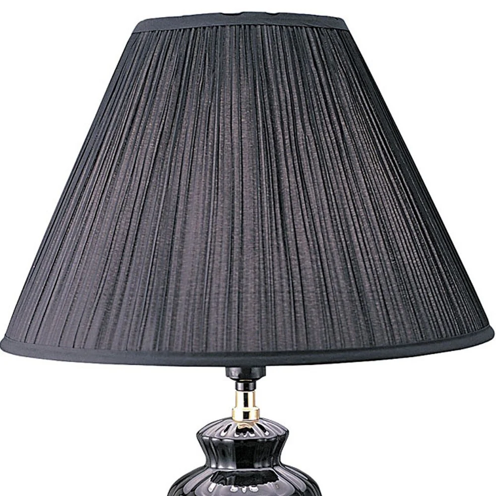 Gold Bedside Table Lamp With Black Empire Shade By Homeroots - Image 2