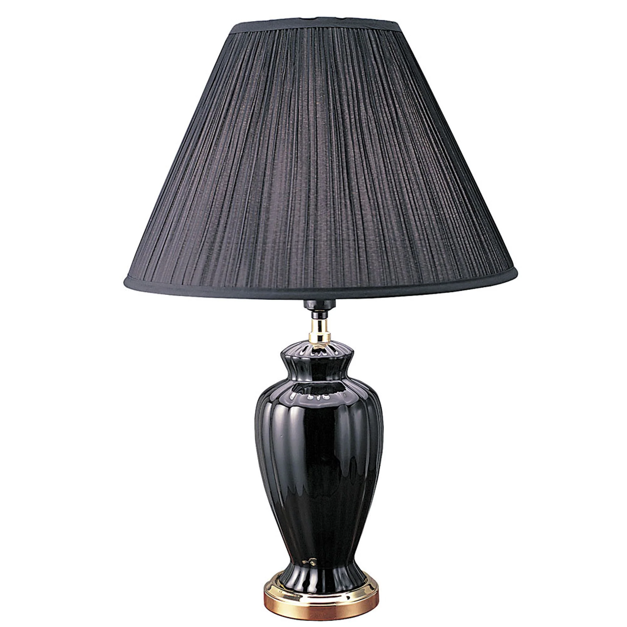 Gold Bedside Table Lamp With Black Empire Shade By Homeroots - Image 3