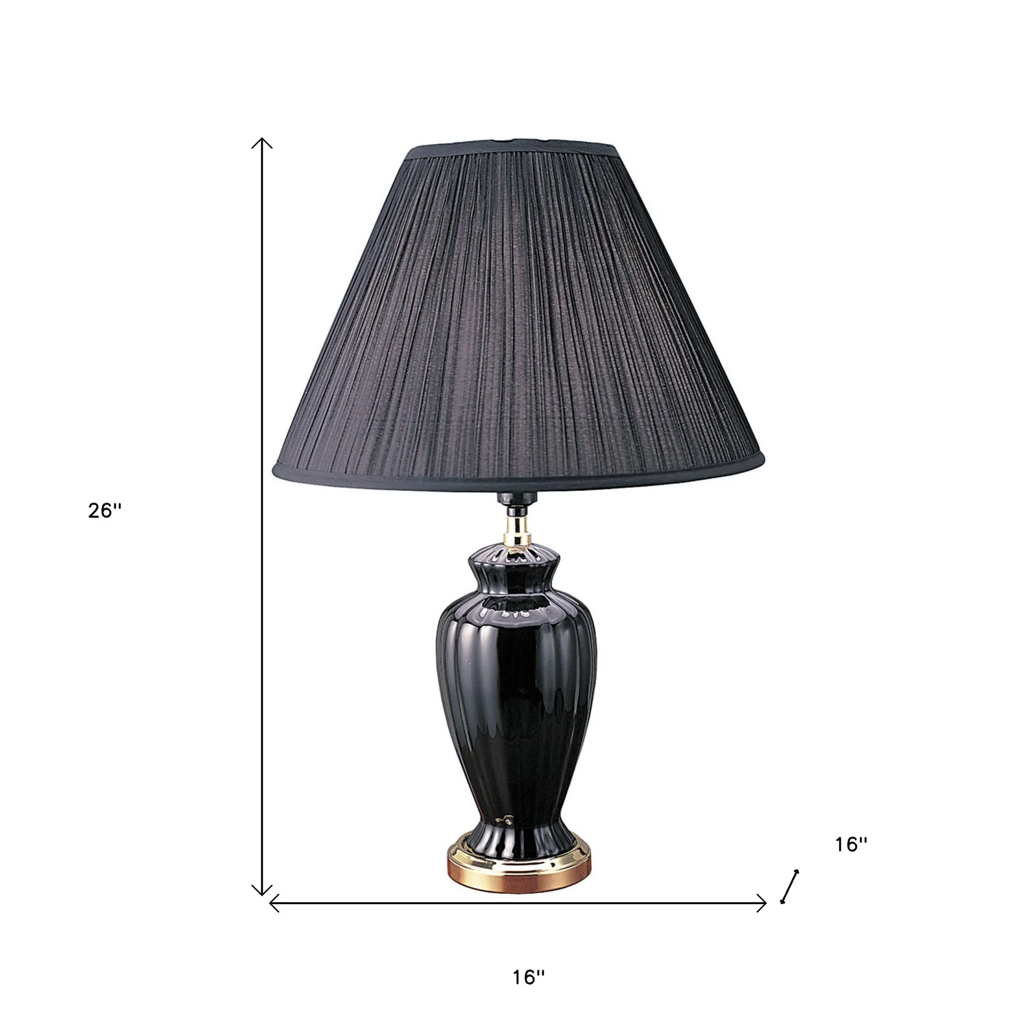 Gold Bedside Table Lamp With Black Empire Shade By Homeroots - Image 5