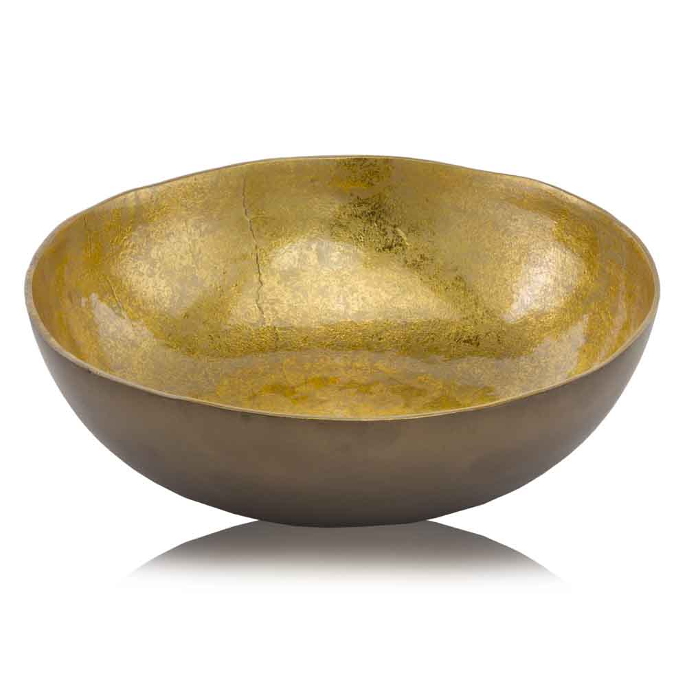 Gold & Bronze Metal Large Round - Bowl By Homeroots - Image 2